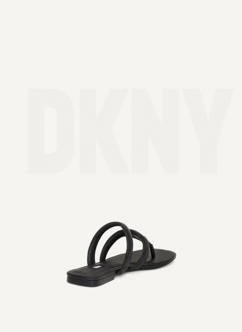 DKNY Puffy Riemen Tanga Flip Flops Damen Schwarz | Austria_D1653