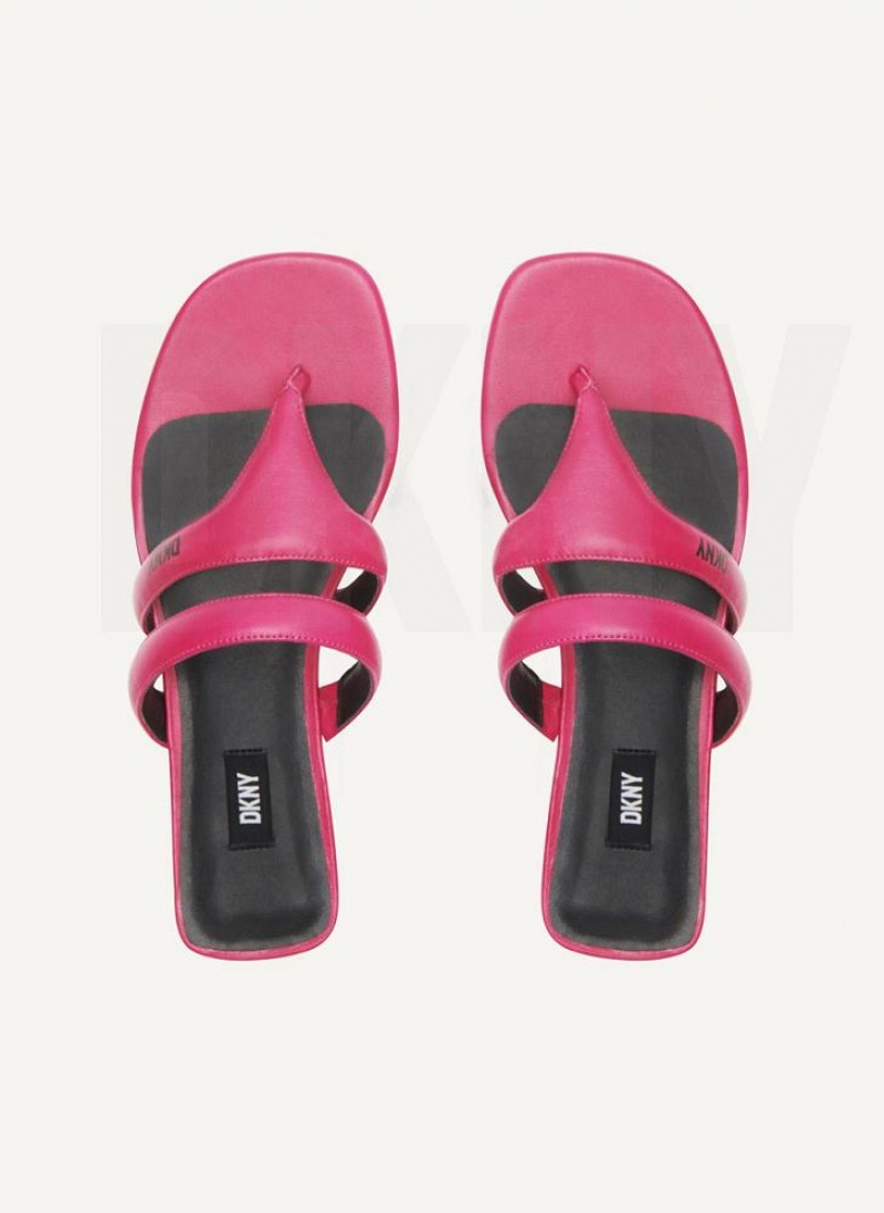 DKNY Puffy Riemen Tanga Flip Flops Damen Rosa | Austria_D1159