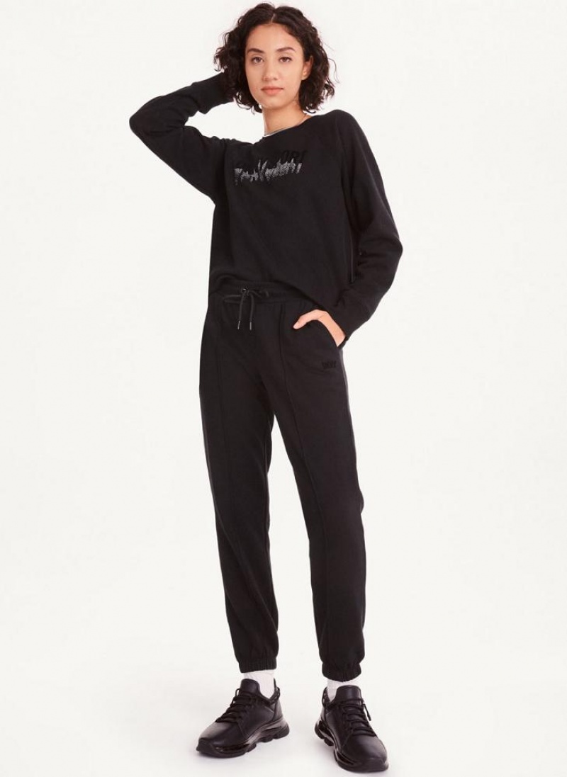 DKNY Raised Logo Jogginghose Damen Schwarz | Austria_D1650