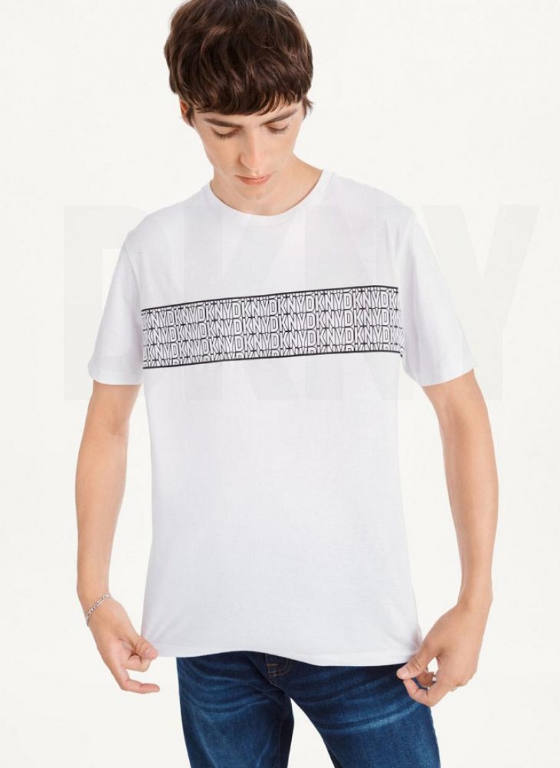 DKNY Repeated Cross Chest T-shirts Herren Weiß | Austria_D1707