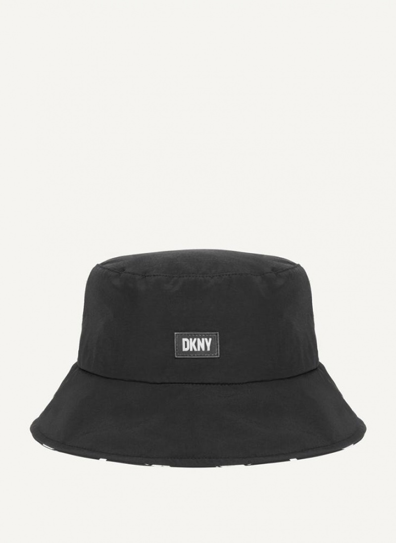 DKNY Reversible Logo To Solid Hüte Herren Schwarz Weiß | Austria_D1618