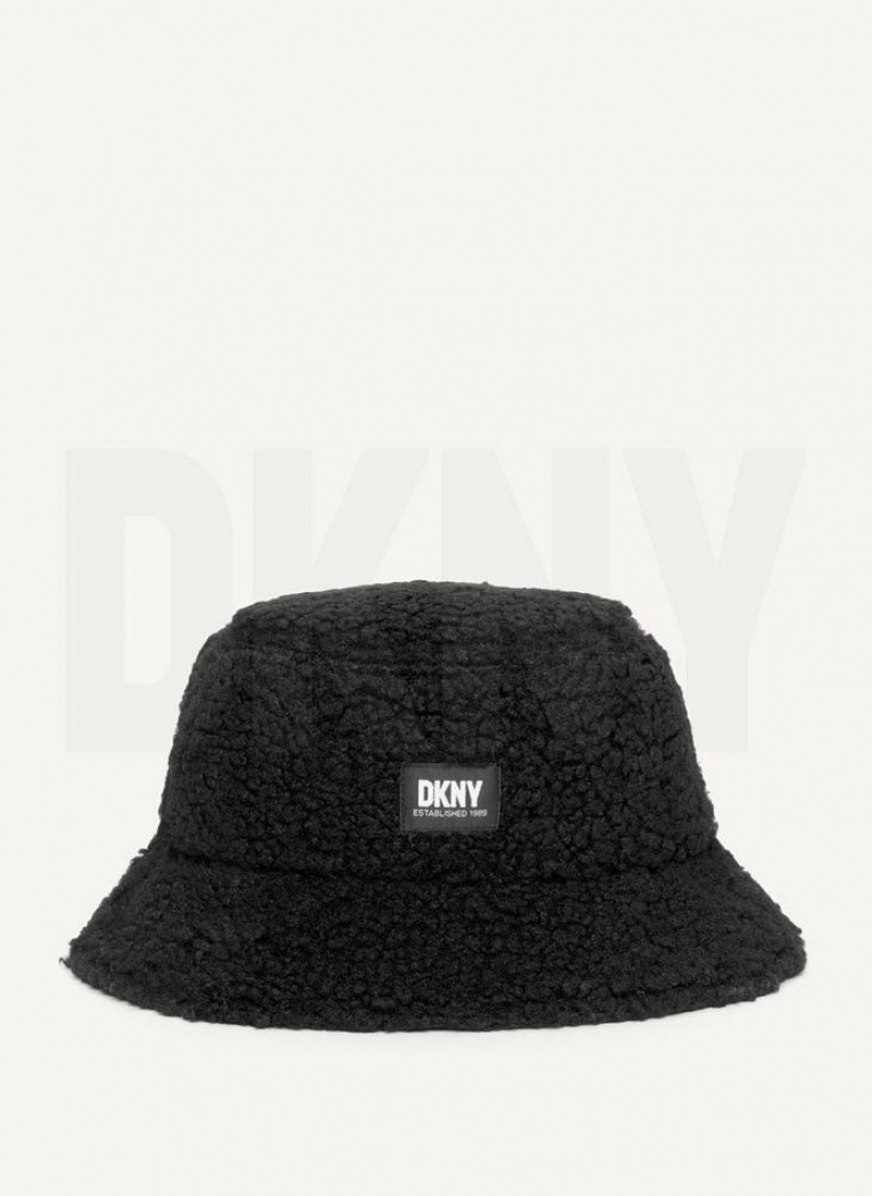 DKNY Reversible Quilt & Sherpa Bucket Hüte Herren Schwarz | Austria_D0261