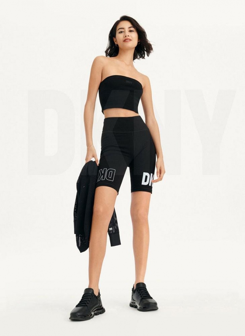 DKNY Rib Crop Tube Tanktop Damen Schwarz | Austria_D1544