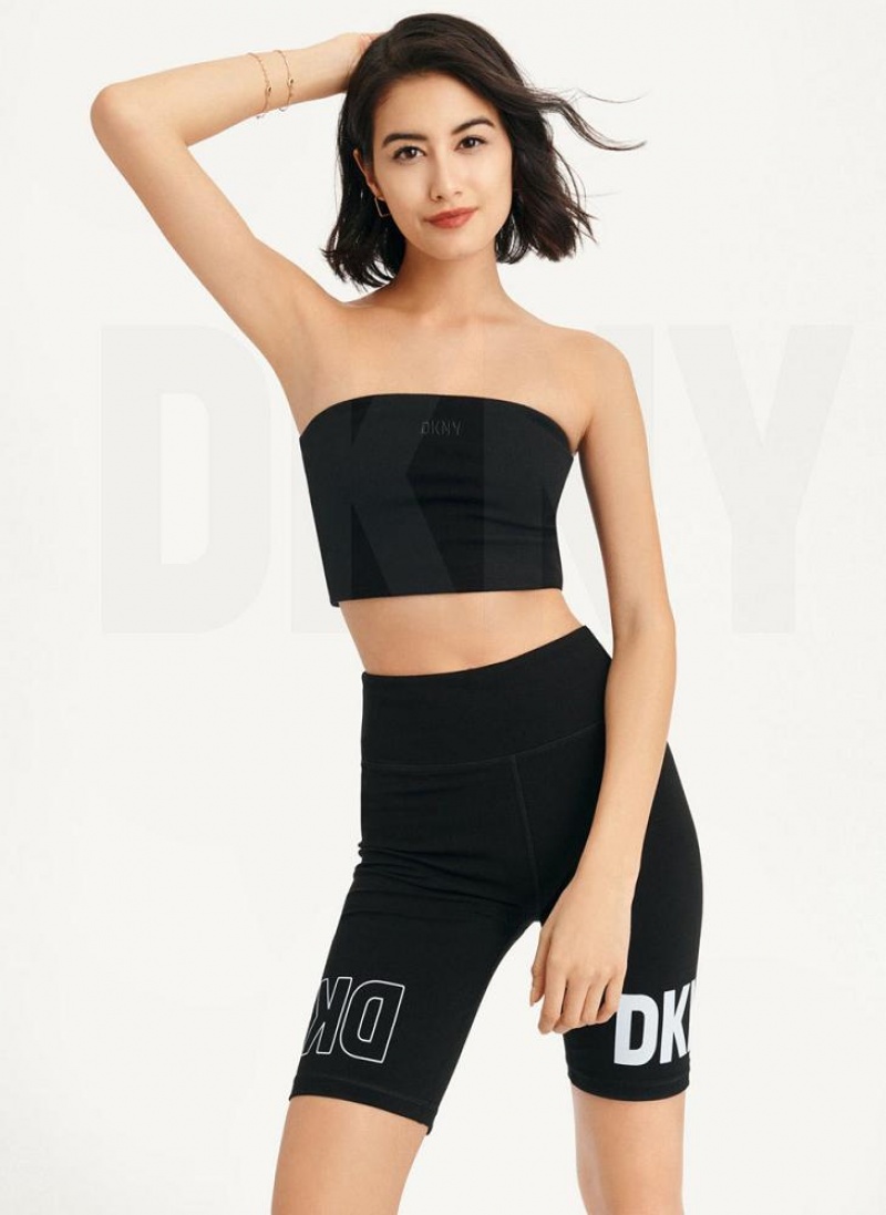 DKNY Rib Crop Tube Tanktop Damen Schwarz | Austria_D1544