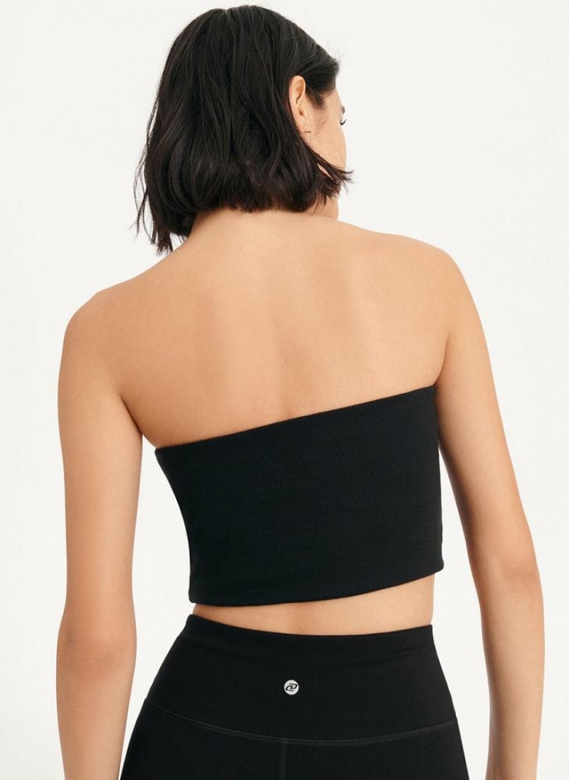 DKNY Rib Crop Tube Tanktop Damen Schwarz | Austria_D1544