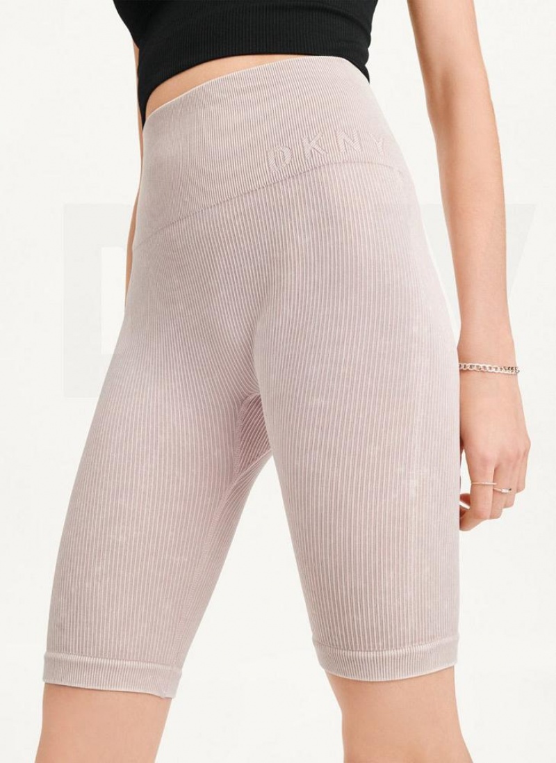 DKNY Rib Knit Biker Kurze Hose Damen Beige | Austria_D1198