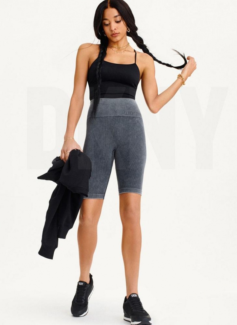 DKNY Rib Knit Biker Kurze Hose Damen Grau | Austria_D1418