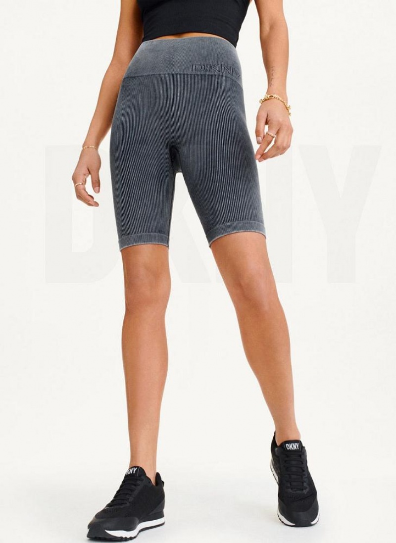 DKNY Rib Knit Biker Kurze Hose Damen Grau | Austria_D1418