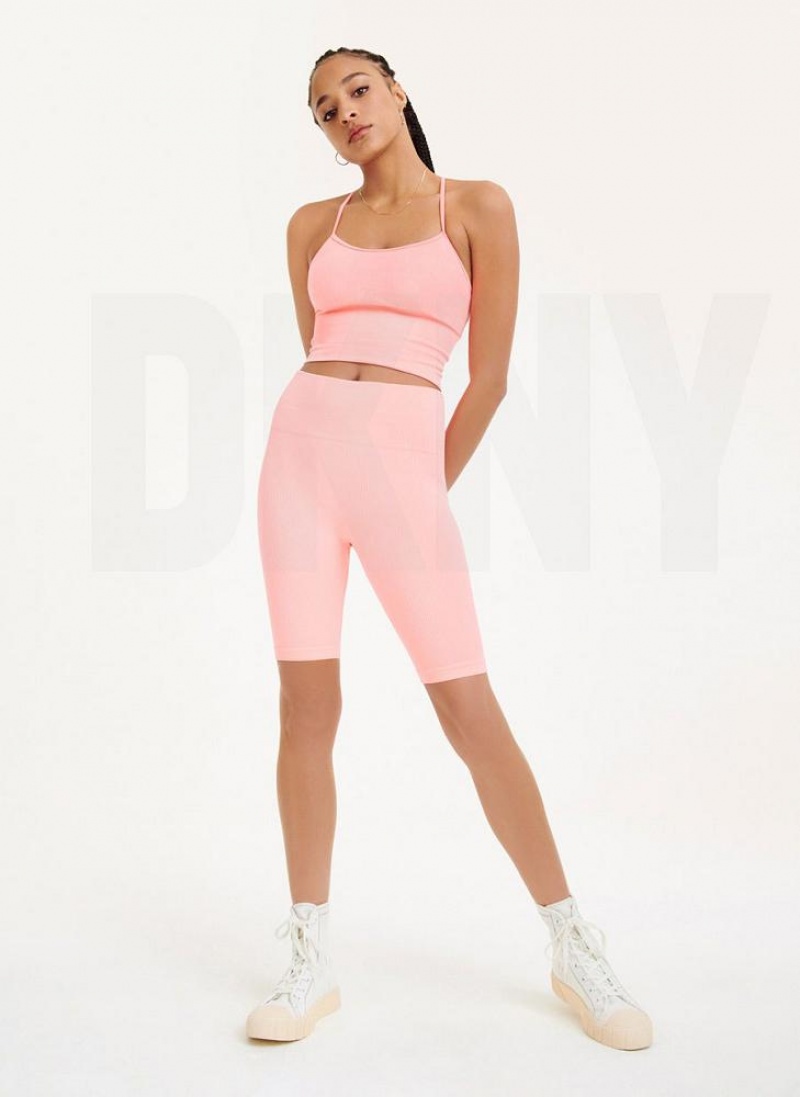 DKNY Rib Knit Biker Kurze Hose Damen Rosa | Austria_D0976