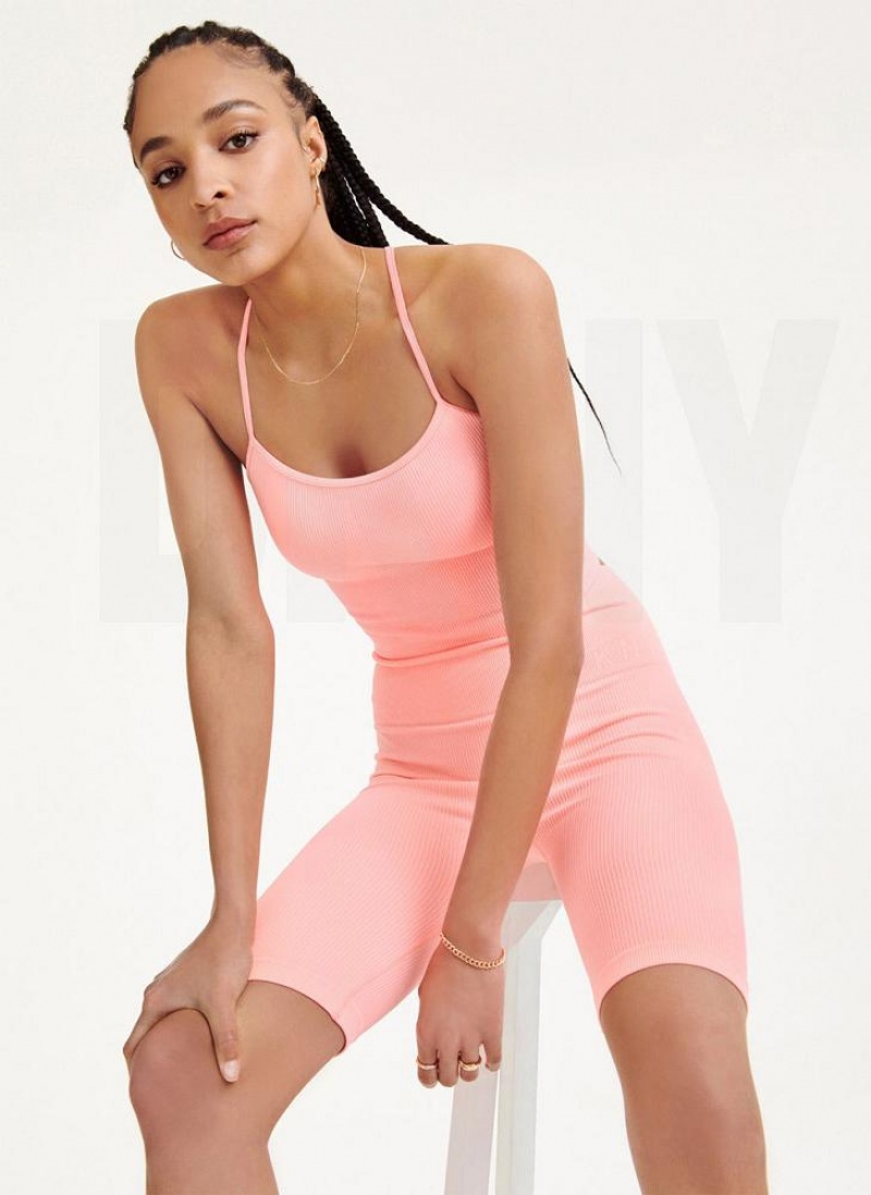 DKNY Rib Knit Biker Kurze Hose Damen Rosa | Austria_D0976