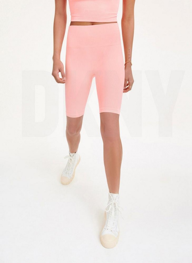 DKNY Rib Knit Biker Kurze Hose Damen Rosa | Austria_D0976