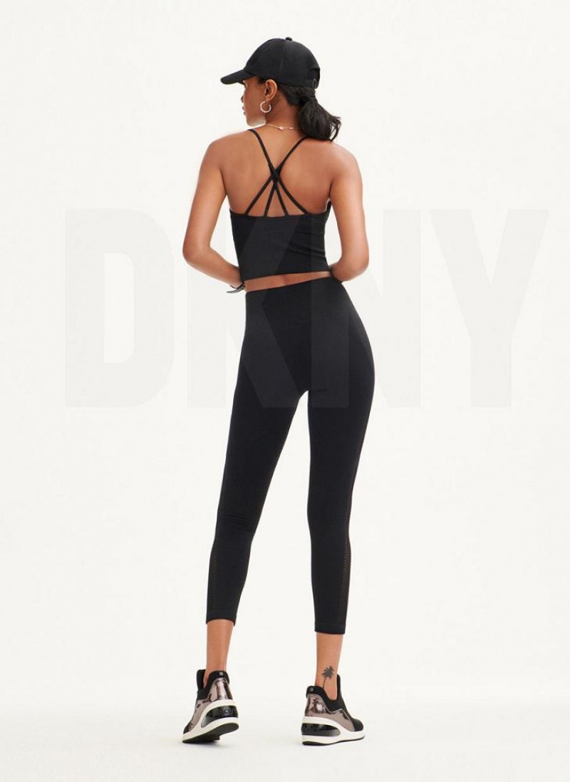 DKNY Rib Knit High Waisted Seamless Leggings Damen Schwarz | Austria_D1011