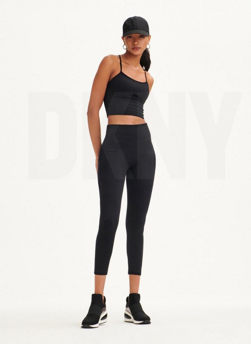 DKNY Rib Knit High Waisted Seamless Leggings Damen Schwarz | Austria_D1011