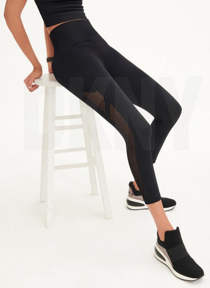 DKNY Rib Knit High Waisted Seamless Leggings Damen Schwarz | Austria_D1011