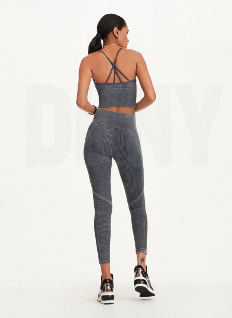 DKNY Rib Knit High Waisted Seamless Leggings Damen Schwarz | Austria_D1592