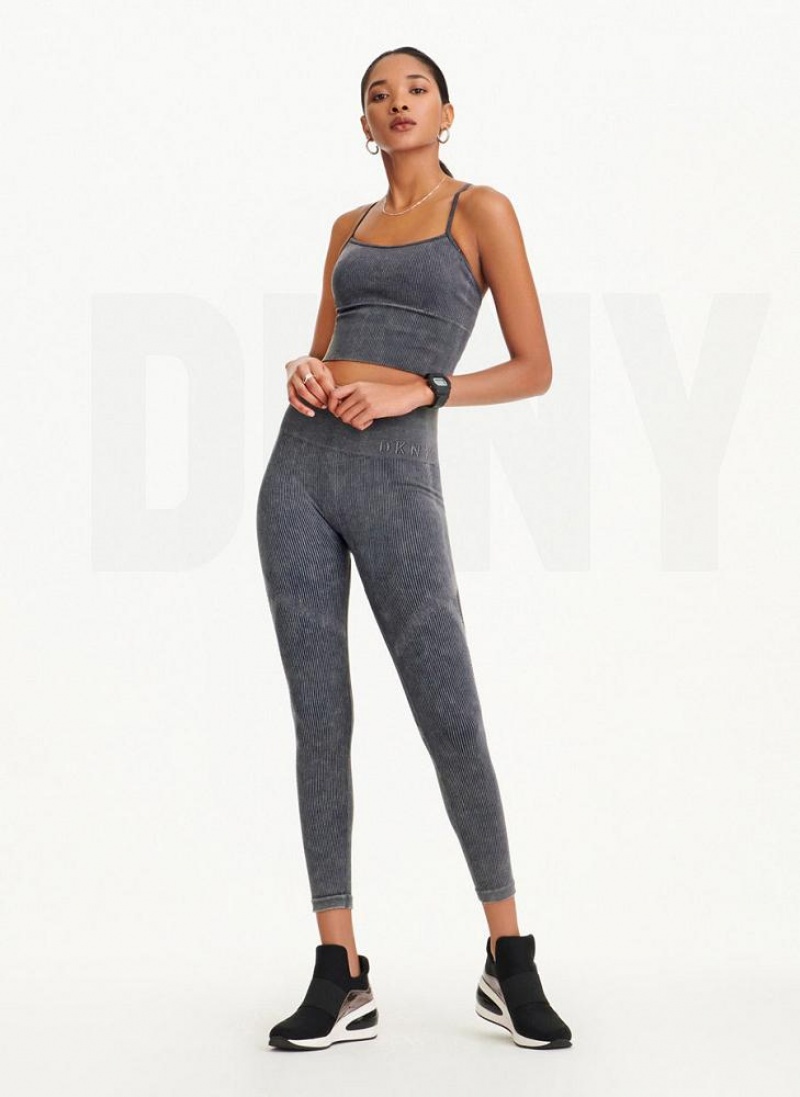 DKNY Rib Knit High Waisted Seamless Leggings Damen Schwarz | Austria_D1592