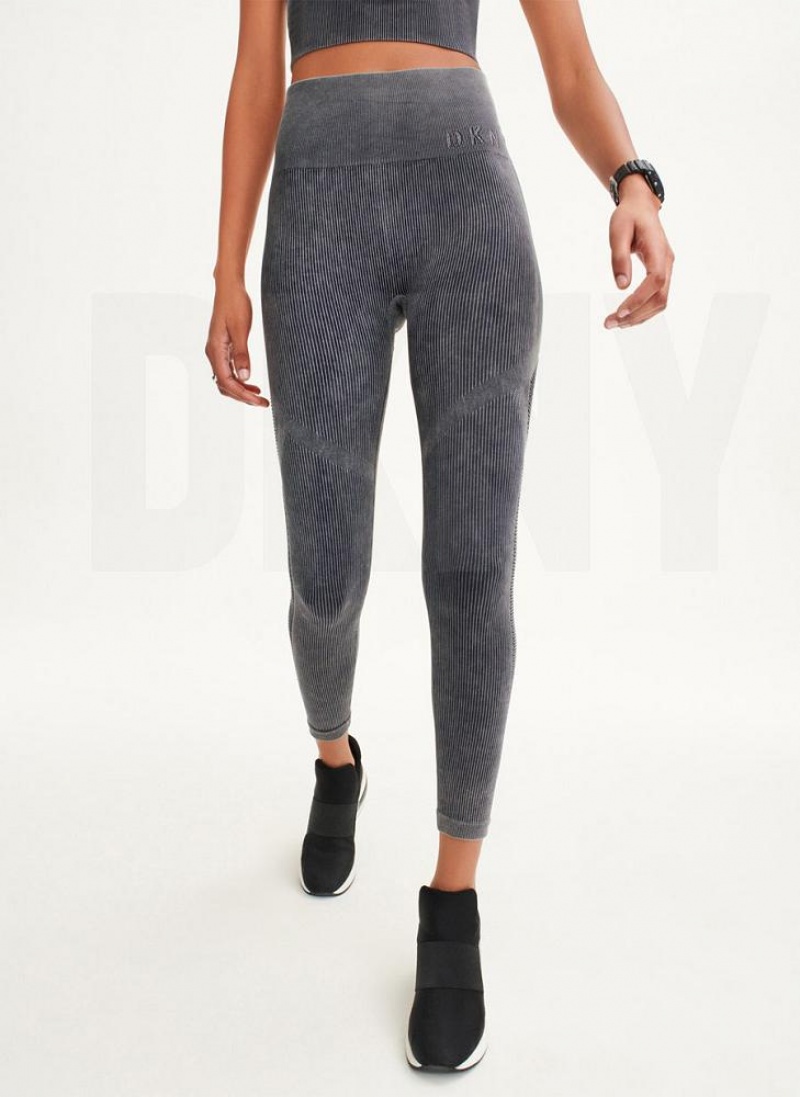 DKNY Rib Knit High Waisted Seamless Leggings Damen Schwarz | Austria_D1592