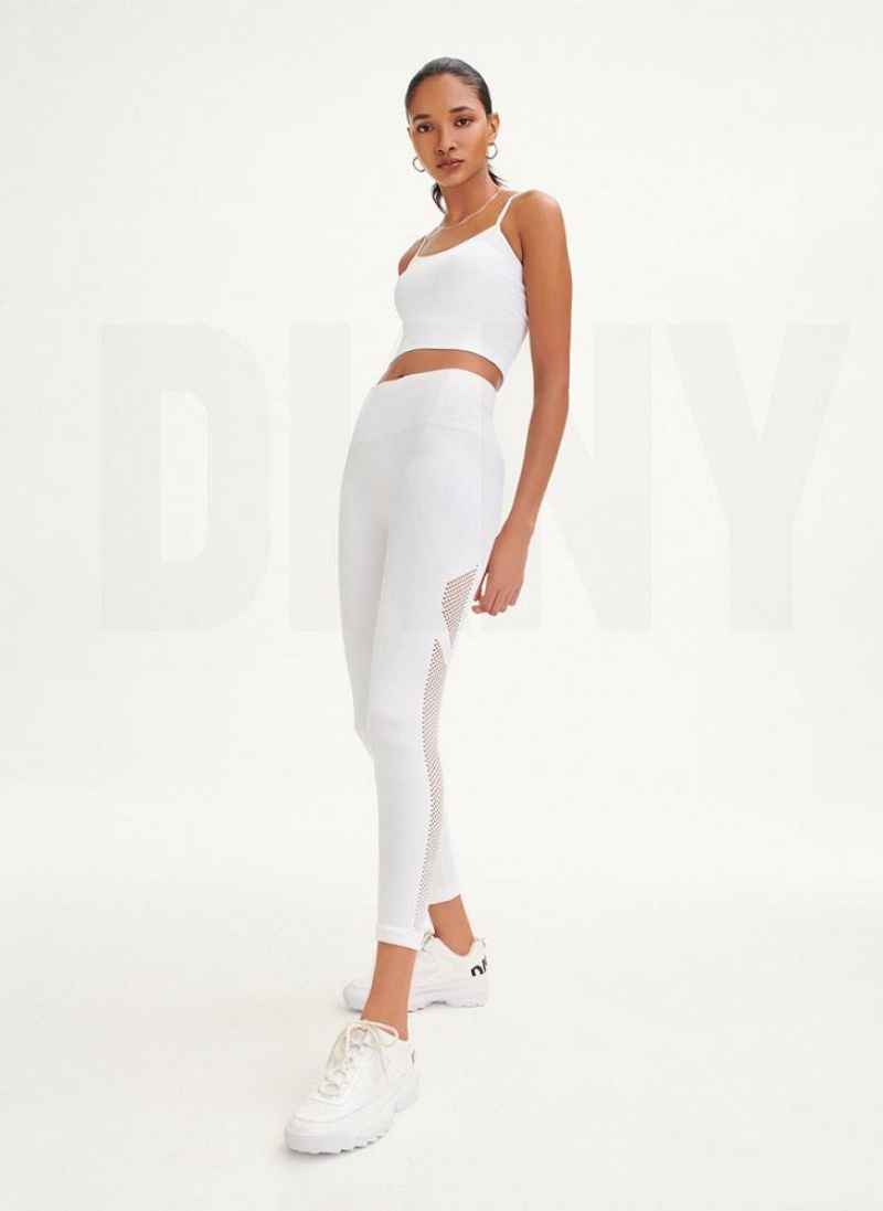 DKNY Rib Knit High Waisted Seamless Leggings Damen Weiß | Austria_D1931