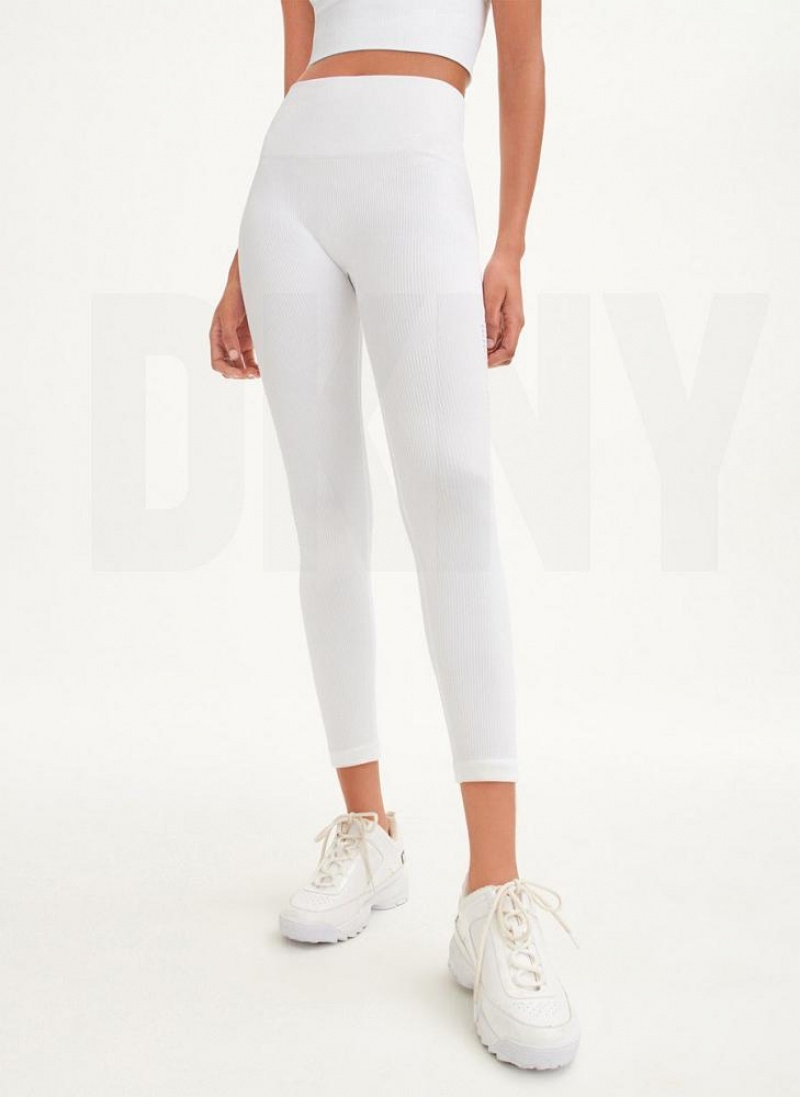 DKNY Rib Knit High Waisted Seamless Leggings Damen Weiß | Austria_D1931