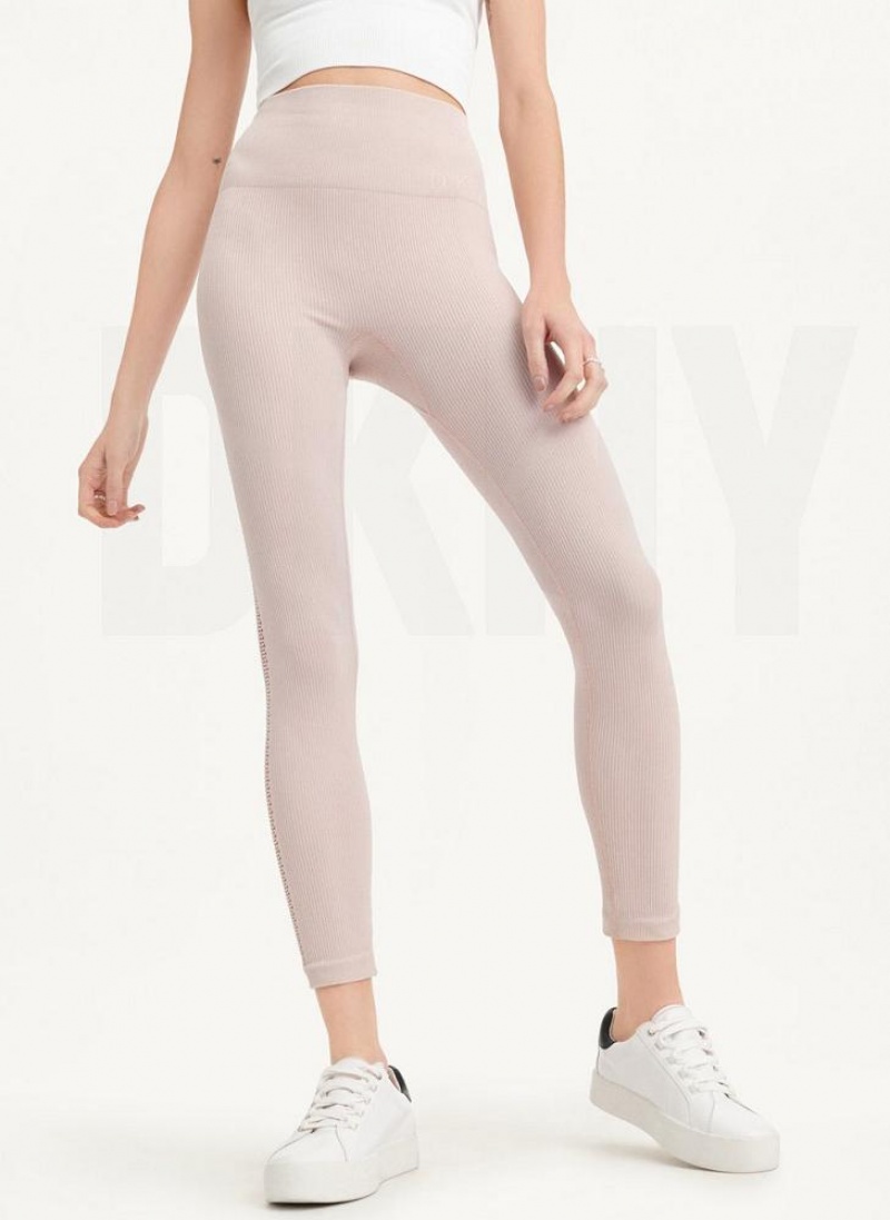 DKNY Rib Knit High Waisted Seamless Leggings Damen Beige | Austria_D0597