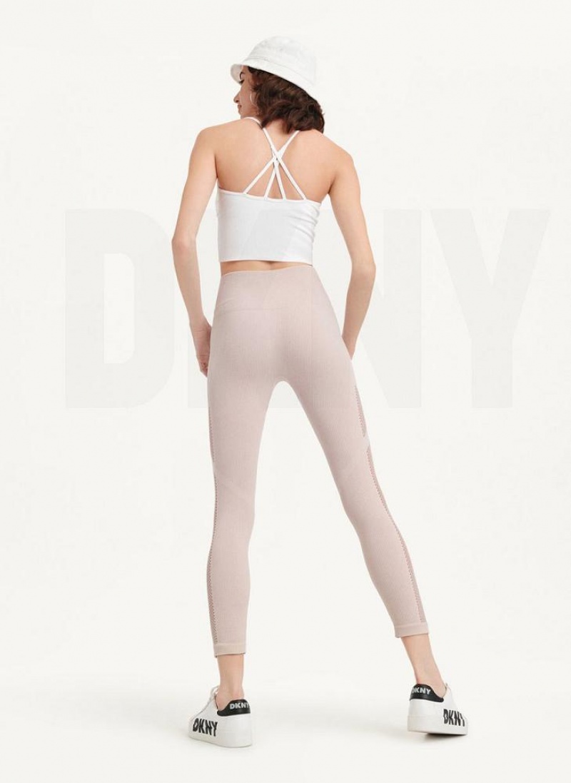 DKNY Rib Knit High Waisted Seamless Leggings Damen Beige | Austria_D0597