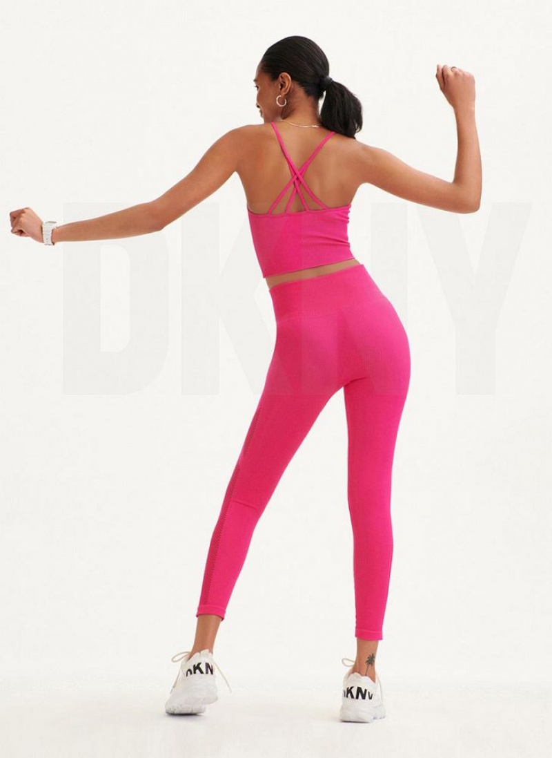 DKNY Rib Knit High Waisted Seamless Leggings Damen Rosa | Austria_D0328