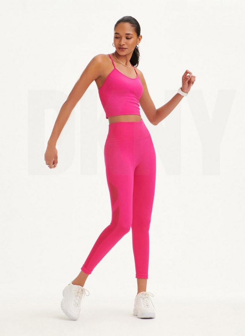 DKNY Rib Knit High Waisted Seamless Leggings Damen Rosa | Austria_D0328