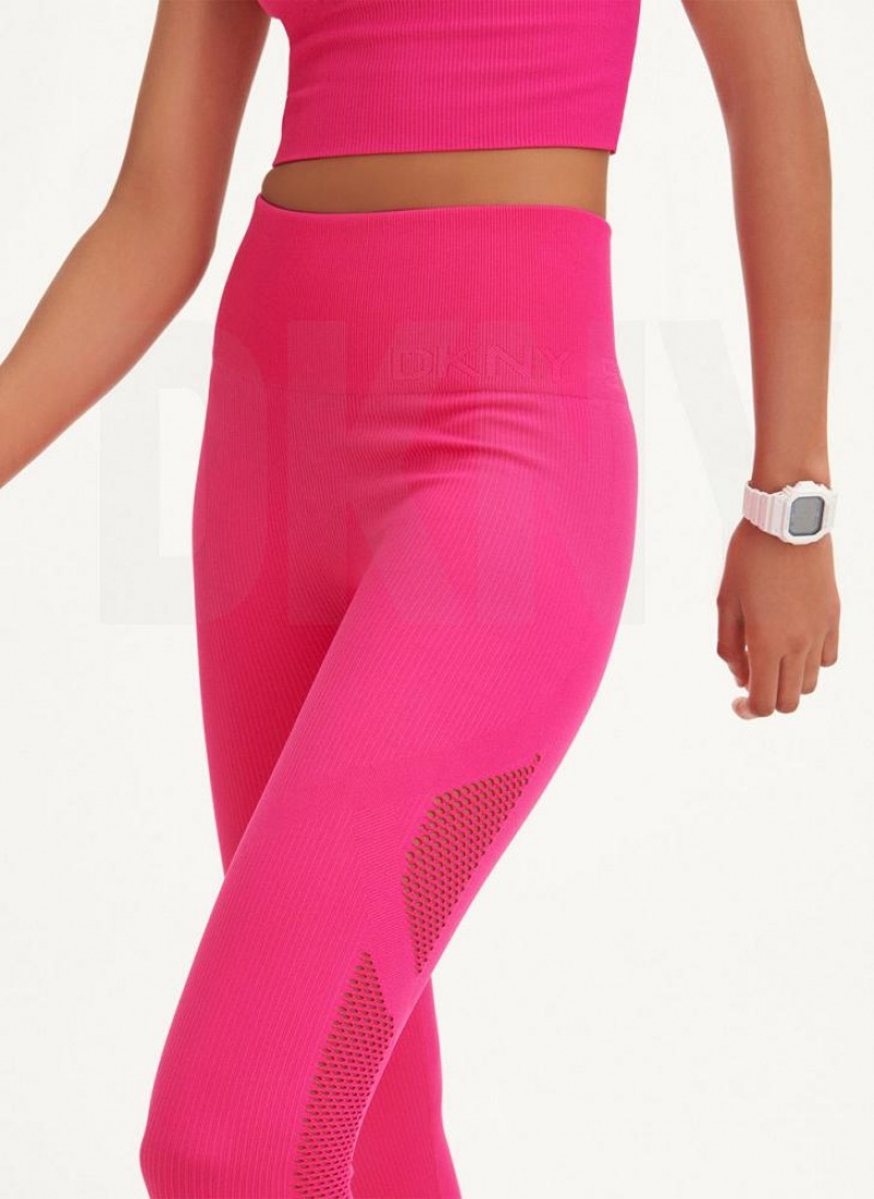 DKNY Rib Knit High Waisted Seamless Leggings Damen Rosa | Austria_D0328