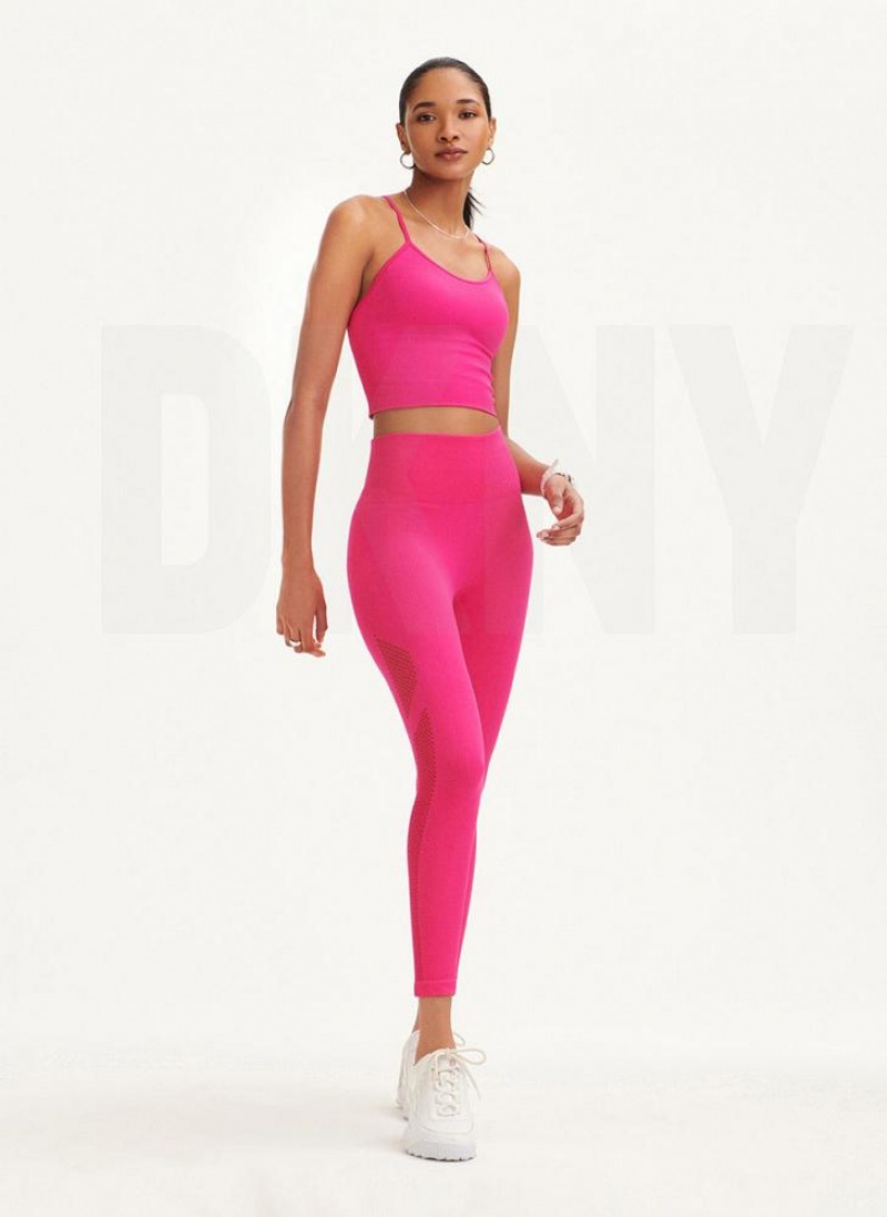 DKNY Rib Knit High Waisted Seamless Leggings Damen Rosa | Austria_D0328