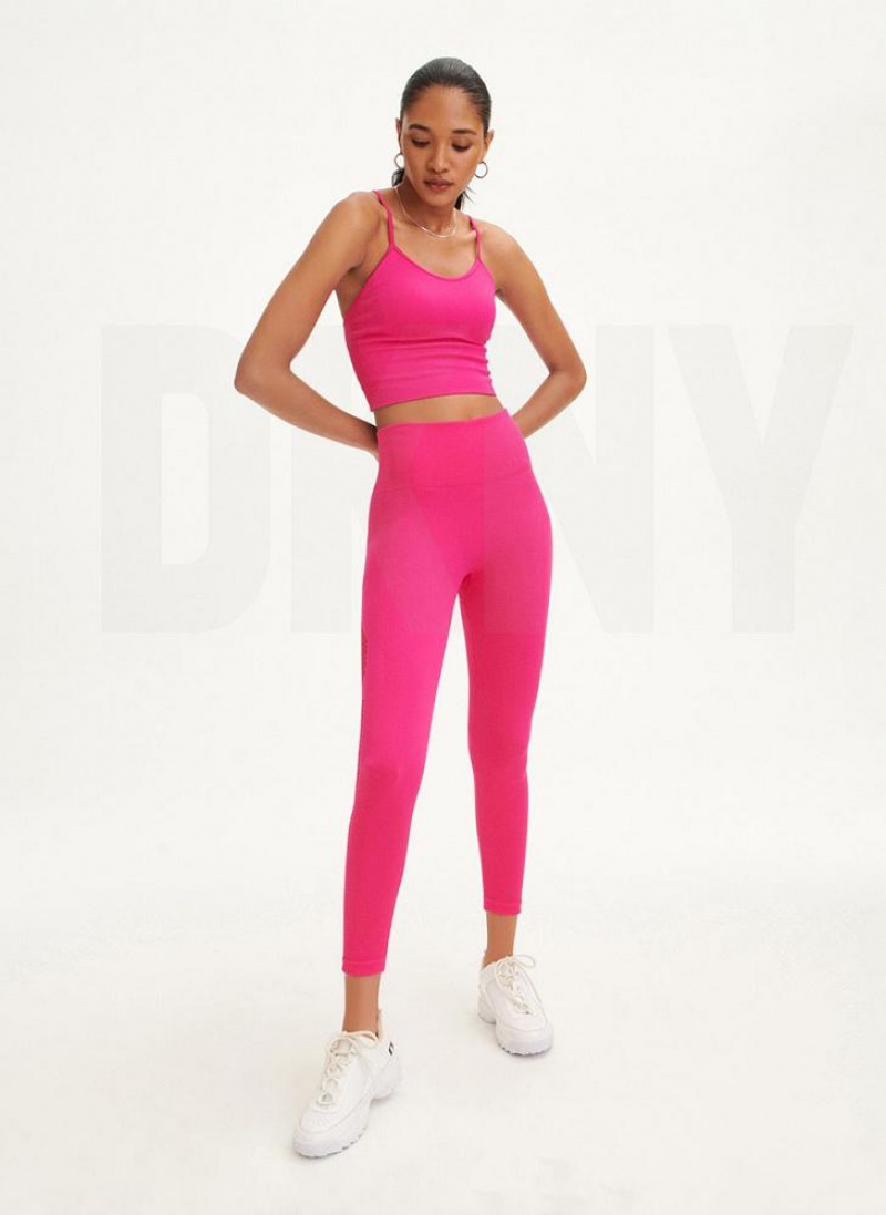 DKNY Rib Knit High Waisted Seamless Leggings Damen Rosa | Austria_D0328