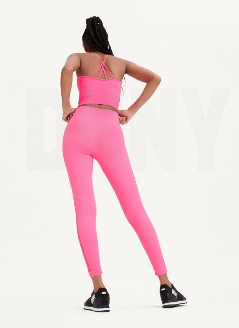 DKNY Rib Knit High Waisted Seamless Leggings Damen Rosa | Austria_D1476