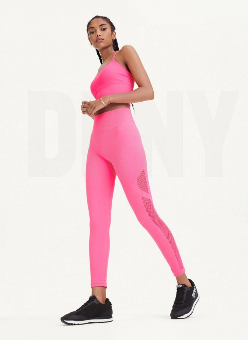 DKNY Rib Knit High Waisted Seamless Leggings Damen Rosa | Austria_D1476