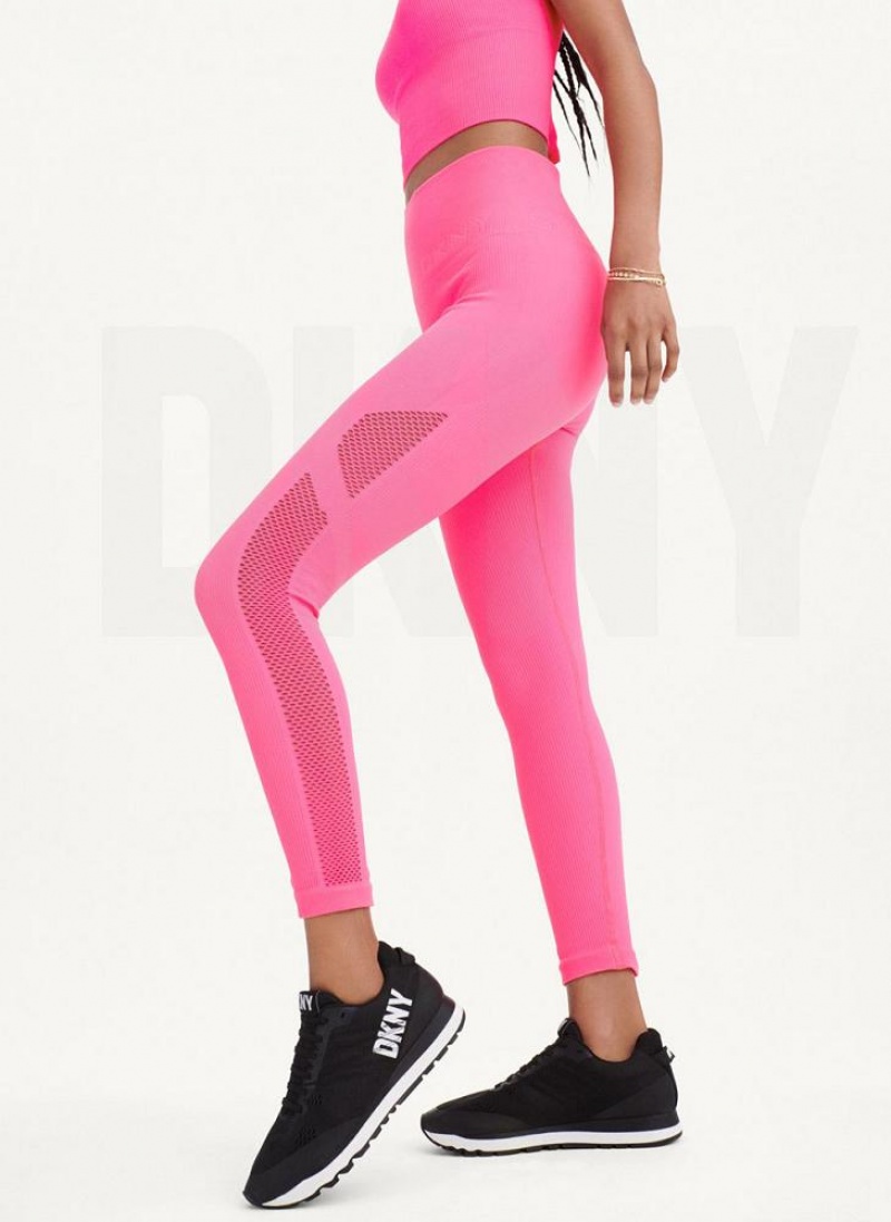 DKNY Rib Knit High Waisted Seamless Leggings Damen Rosa | Austria_D1476