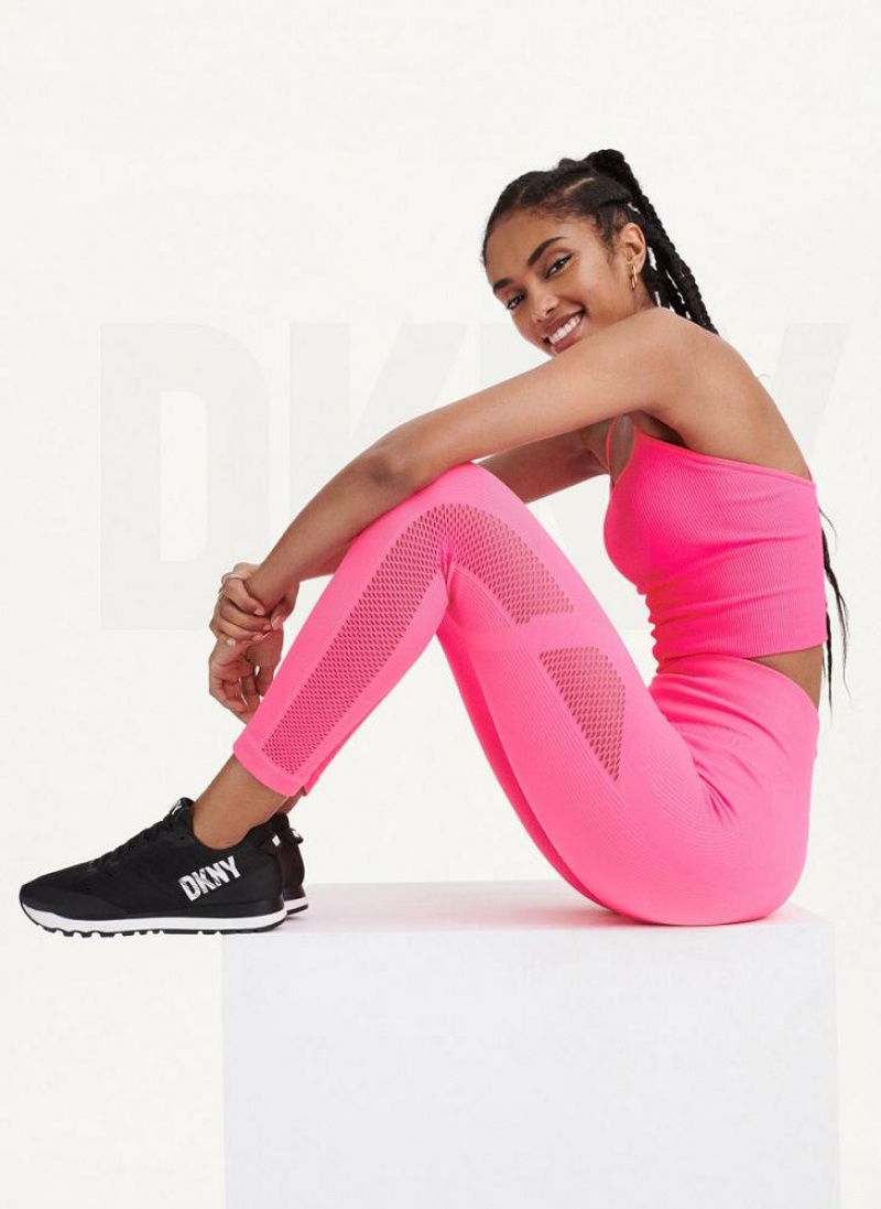 DKNY Rib Knit High Waisted Seamless Leggings Damen Rosa | Austria_D1476