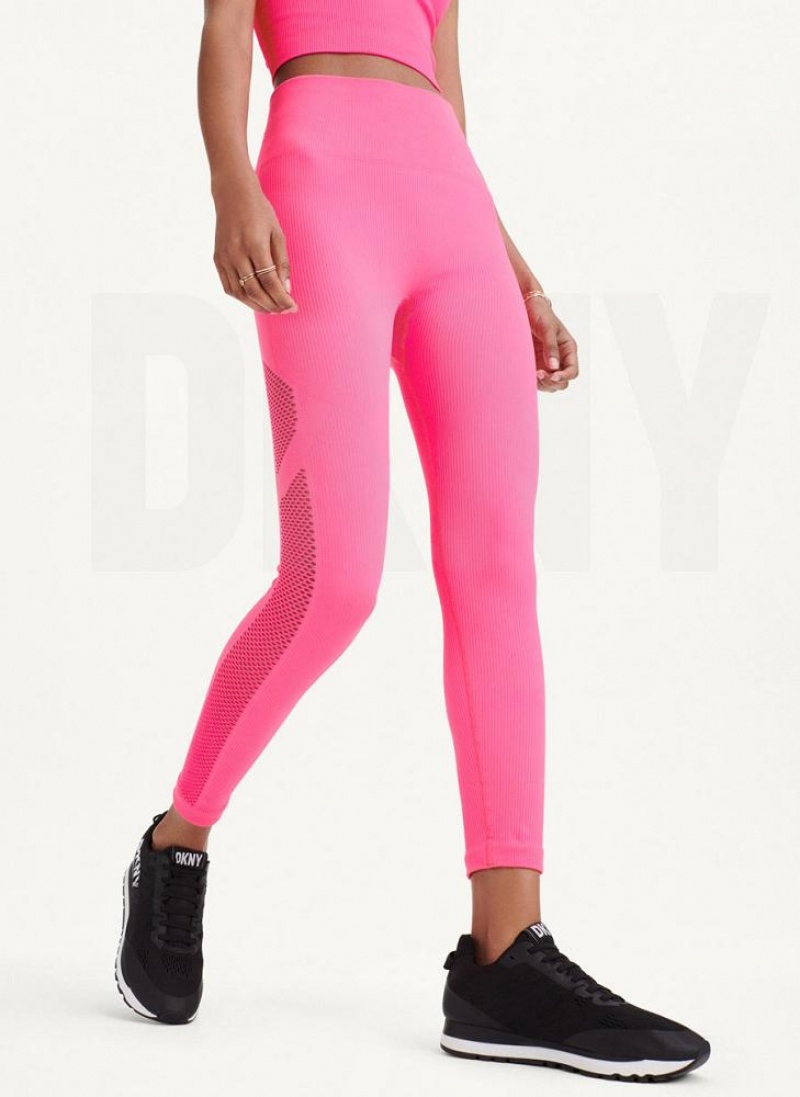 DKNY Rib Knit High Waisted Seamless Leggings Damen Rosa | Austria_D1476