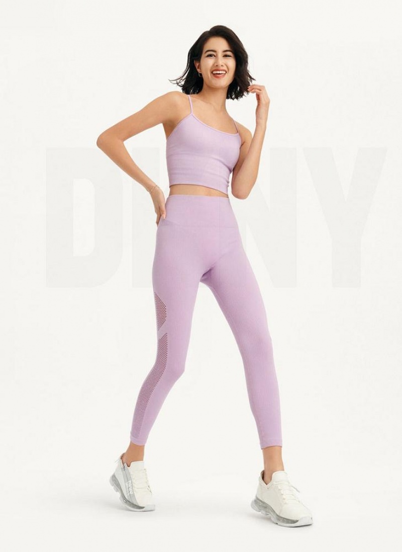 DKNY Rib Knit High Waisted Seamless Leggings Damen Lila | Austria_D0337