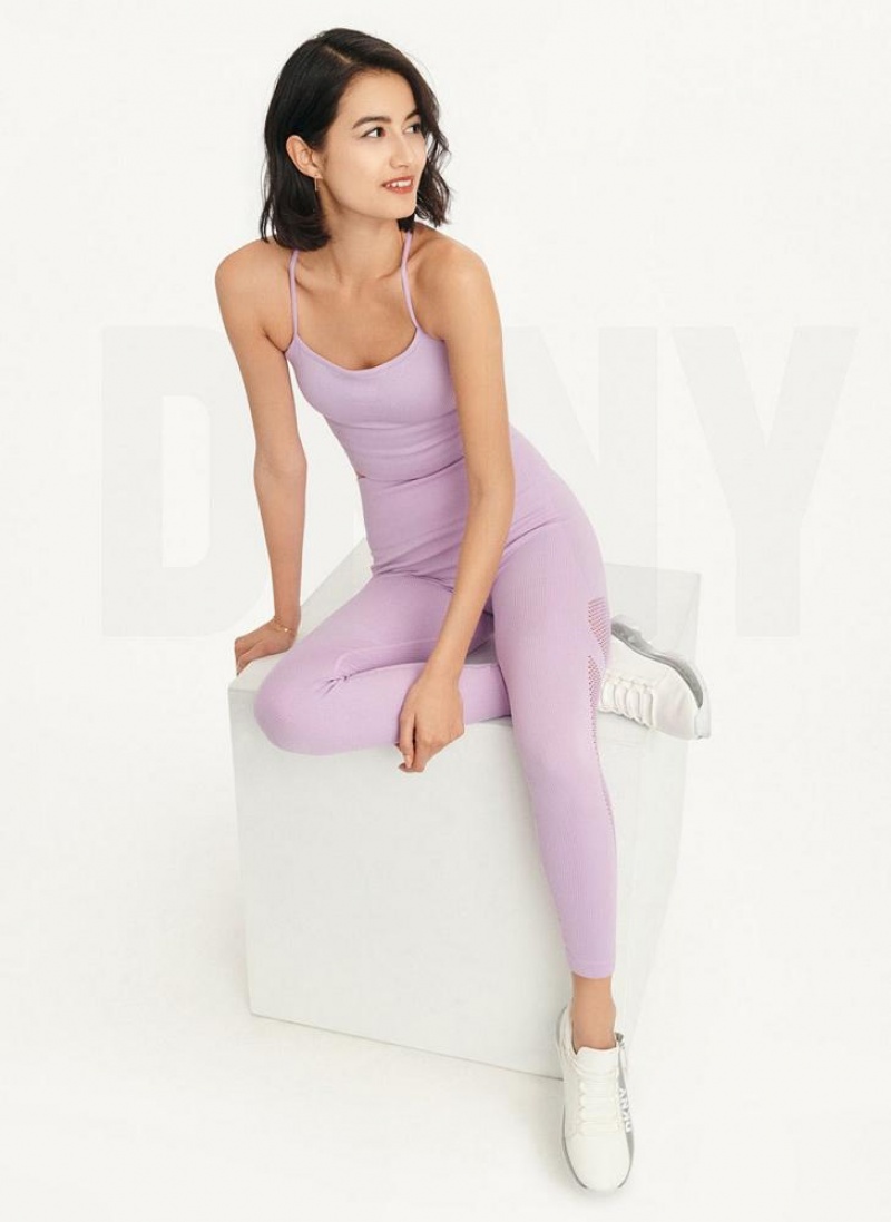 DKNY Rib Knit High Waisted Seamless Leggings Damen Lila | Austria_D0337