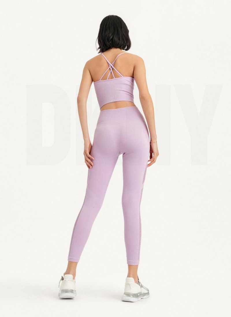 DKNY Rib Knit High Waisted Seamless Leggings Damen Lila | Austria_D0337