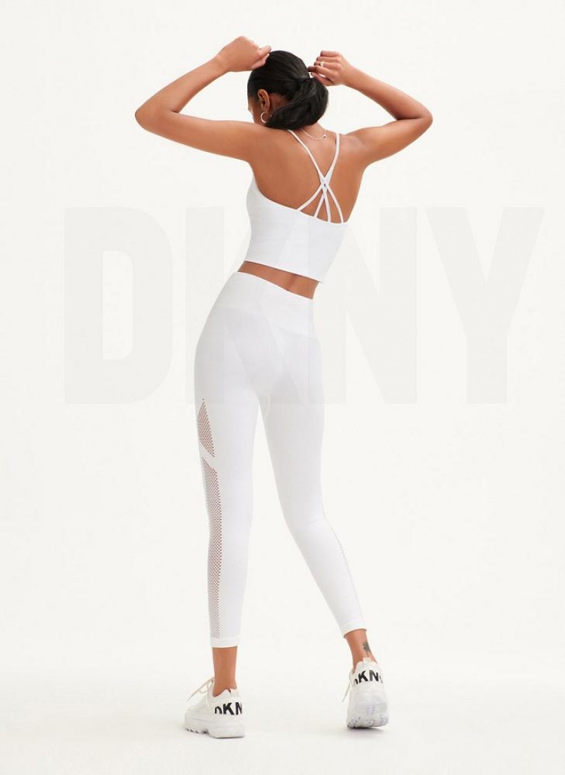 DKNY Rib Knit Seamless Crop Tanktop Damen Weiß | Austria_D0102