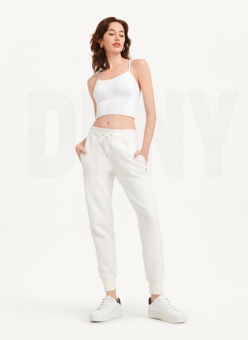 DKNY Rib Knit Seamless Crop Tanktop Damen Weiß | Austria_D0102