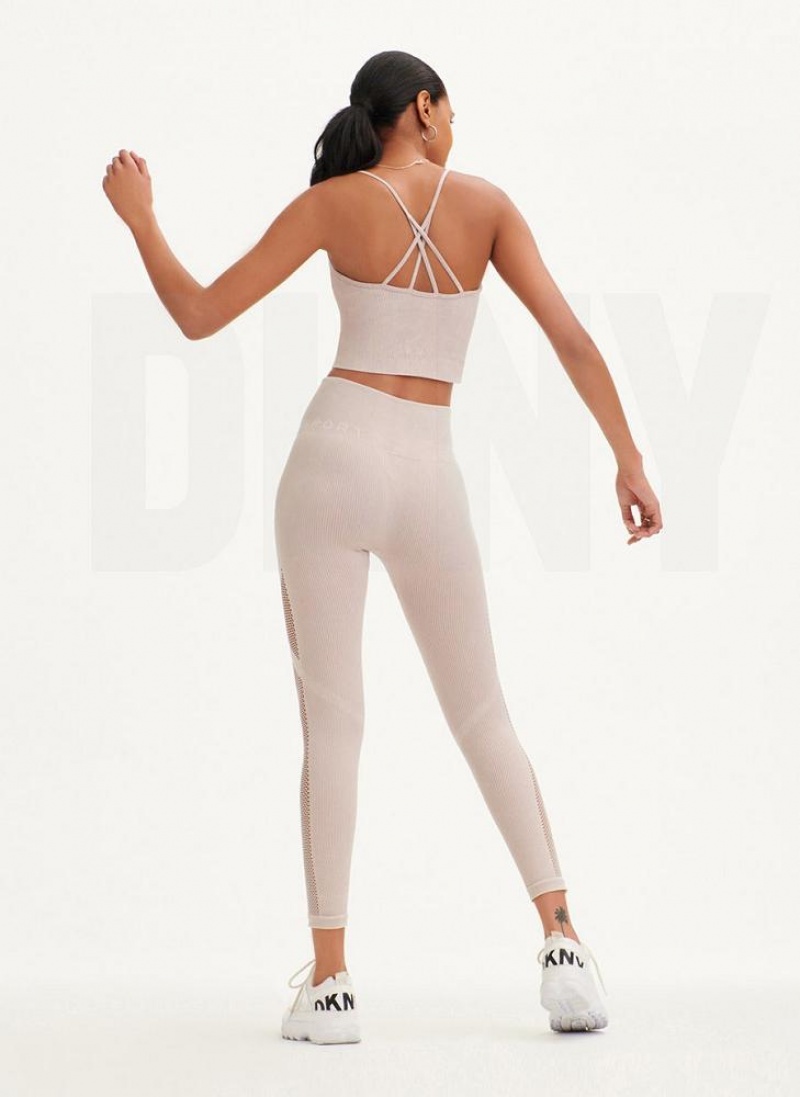 DKNY Rib Knit Seamless Crop Tanktop Damen Beige | Austria_D1282