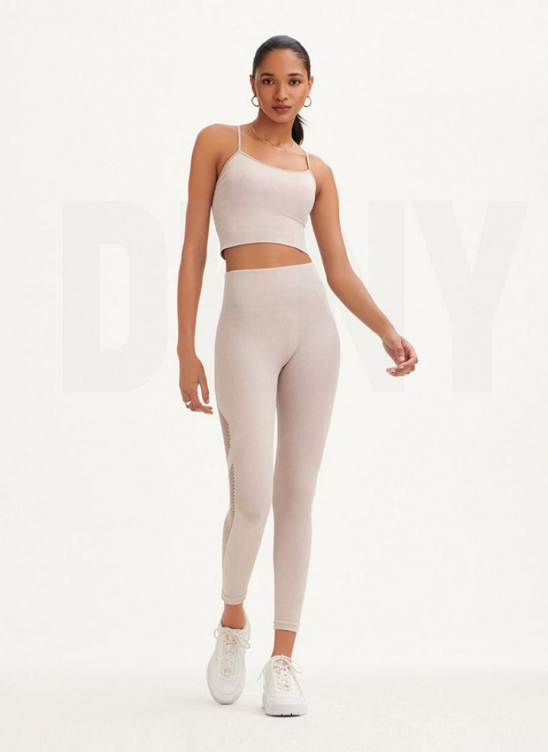 DKNY Rib Knit Seamless Crop Tanktop Damen Beige | Austria_D1282