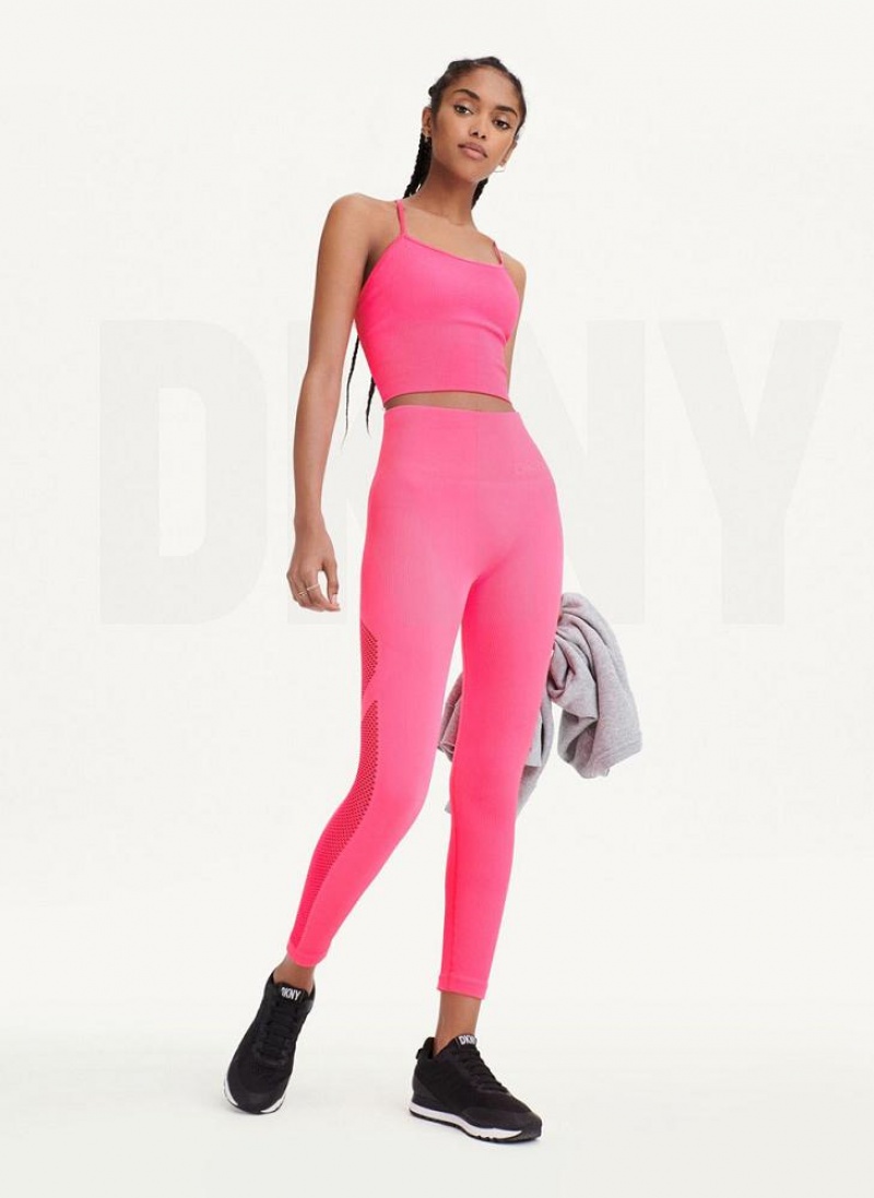 DKNY Rib Knit Seamless Crop Tanktop Damen Rosa | Austria_D0509