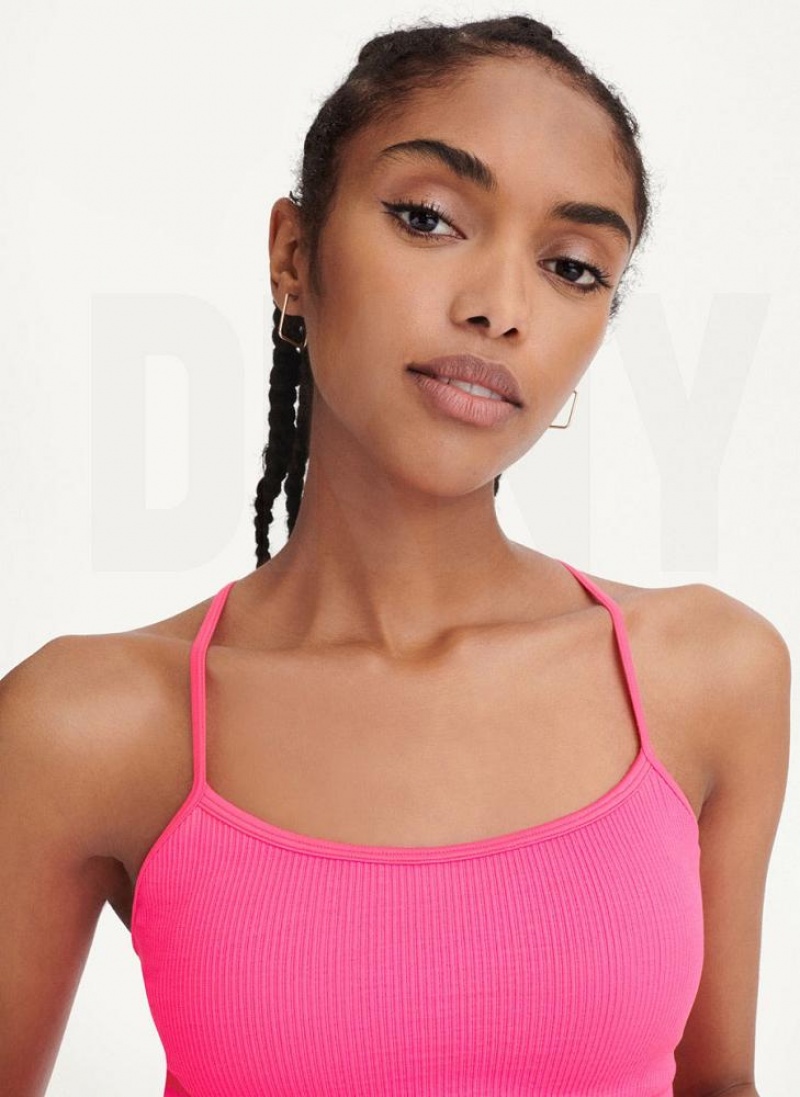 DKNY Rib Knit Seamless Crop Tanktop Damen Rosa | Austria_D0509