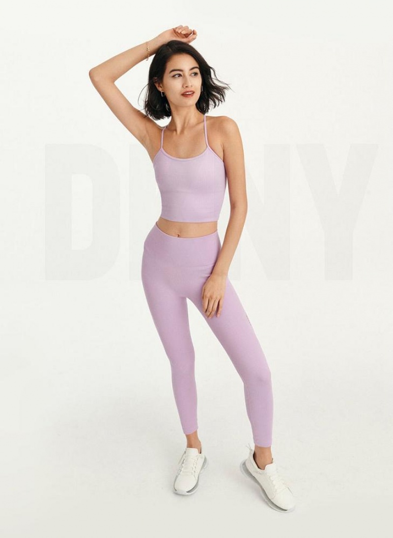 DKNY Rib Knit Seamless Crop Tanktop Damen Lila | Austria_D1061