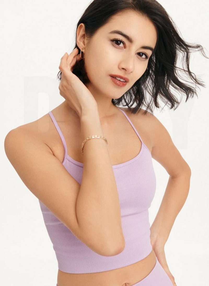 DKNY Rib Knit Seamless Crop Tanktop Damen Lila | Austria_D1061