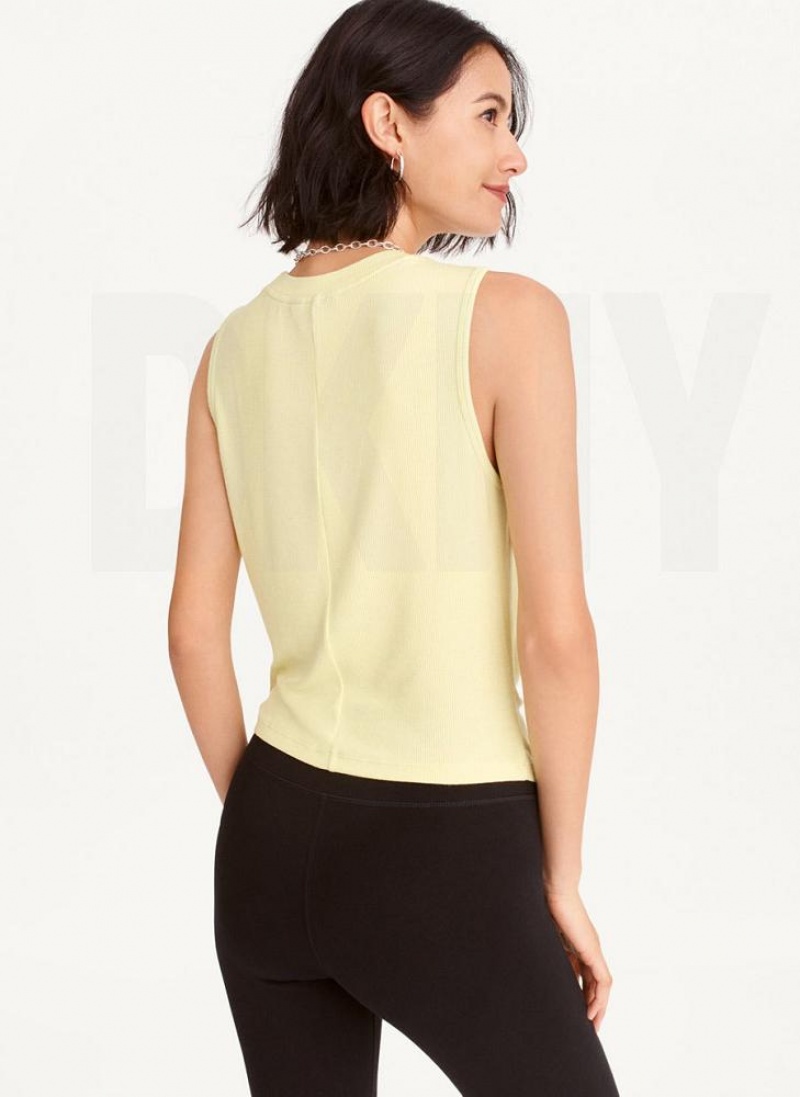 DKNY Rib Twist Front Tanktop Damen Hellgrün | Austria_D1402