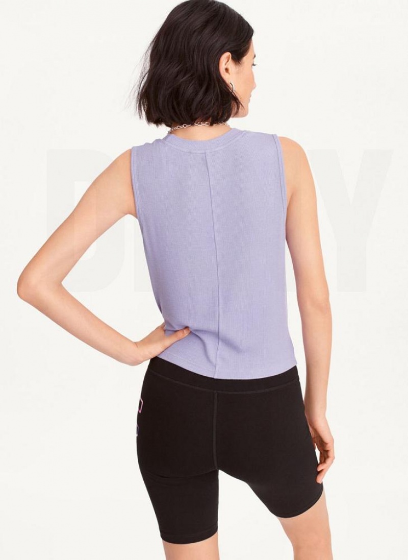 DKNY Rib Twist Front Tanktop Damen Lila | Austria_D0582