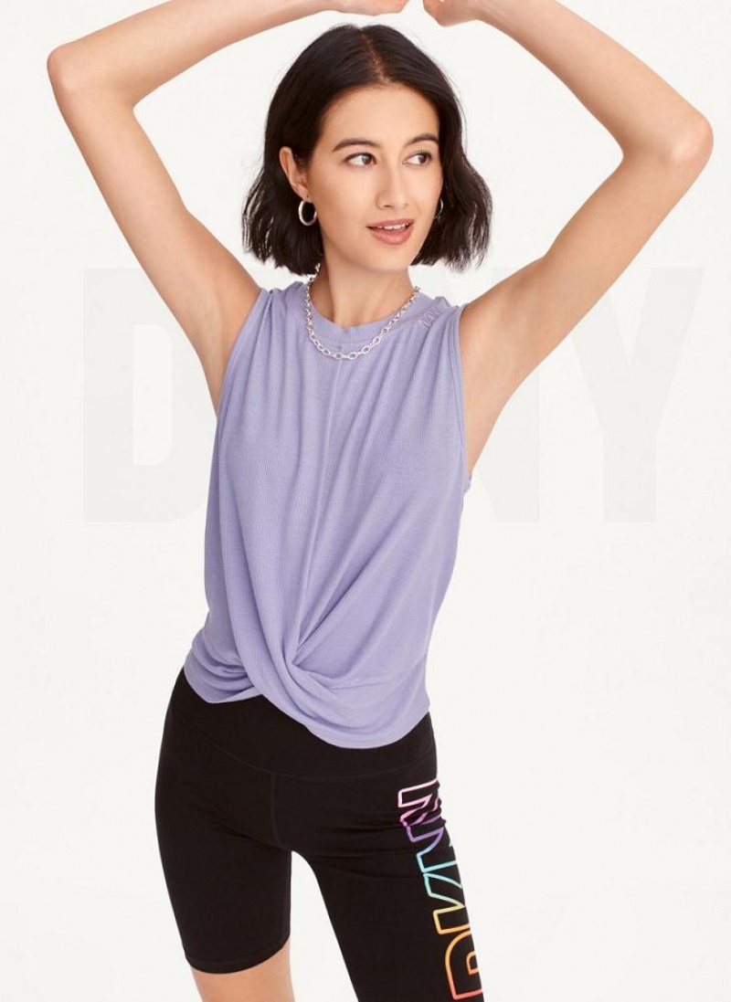 DKNY Rib Twist Front Tanktop Damen Lila | Austria_D0582