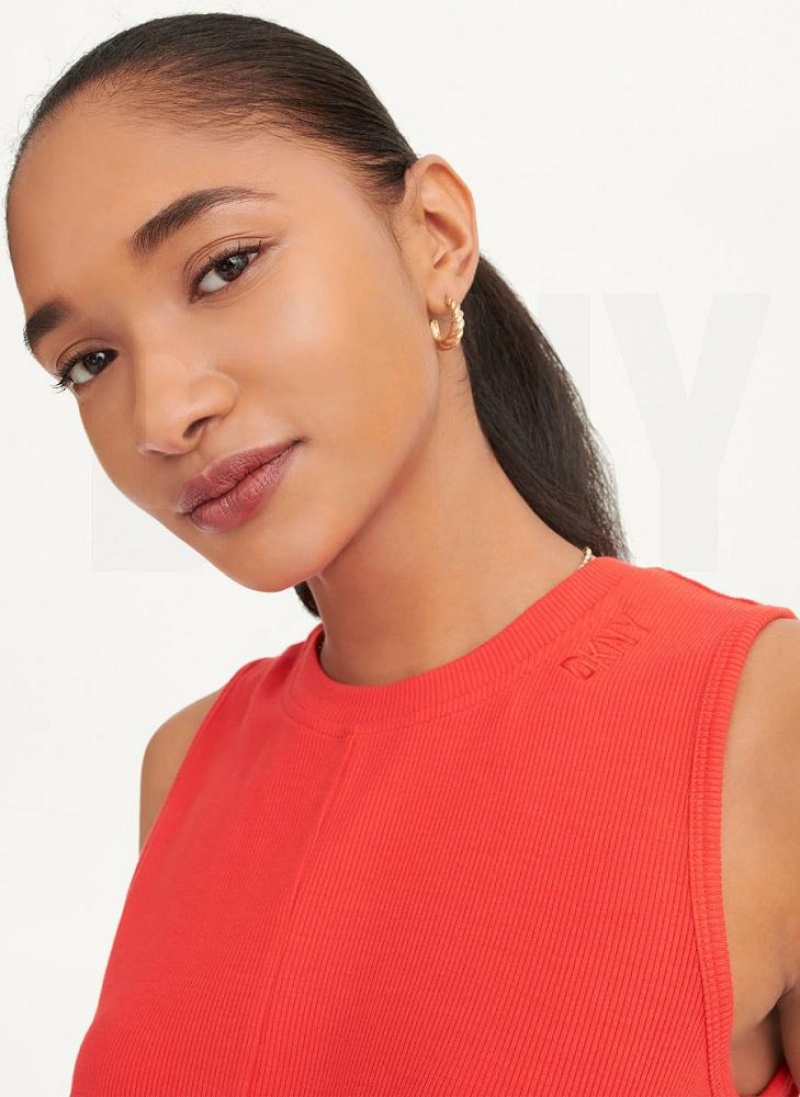 DKNY Rib Twist Front Tanktop Damen Rot | Austria_D1599